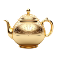 AI generated Golden teapot isolated on transparent background png