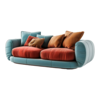 AI generated Sofa 3D rendering isolated on transparent background png