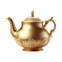 AI generated Golden teapot isolated on transparent background png