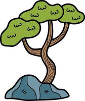 Hand Drawn Japanese and Chinese style bonsai trees in flat style vector