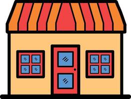 Hand Drawn Shop fronts and buildings in flat style vector