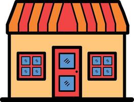 Hand Drawn Shop fronts and buildings in flat style vector