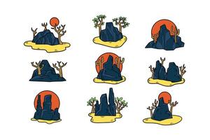 Hand Drawn natural island in flat style vector