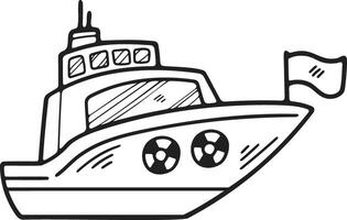 Hand Drawn Yacht or private boat in flat style vector