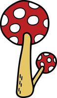 Hand Drawn Mushrooms or poisonous mushrooms in flat style vector