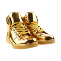 AI generated A gold shoe isolated on transparent background png