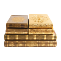 AI generated Golden book stack isolated on transparent background png