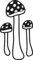 Hand Drawn Mushrooms or poisonous mushrooms in flat style vector