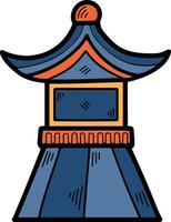 Hand Drawn Japanese and Chinese style lantern pole in flat style vector