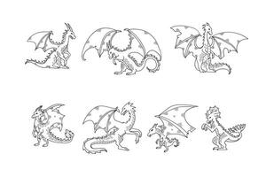 Hand Drawn dragon character in flat style vector