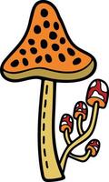 Hand Drawn Mushrooms or poisonous mushrooms in flat style vector