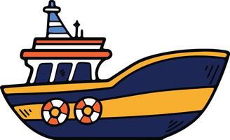 Hand Drawn Yacht or private boat in flat style vector