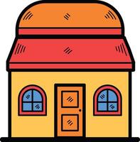 Hand Drawn Shop fronts and buildings in flat style vector