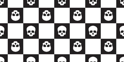 skull Halloween seamless pattern vector crossbone ghost pirate icon checked scarf isolated repeat wallpaper tile background cartoon doodle illustration design