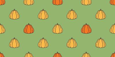 pumpkin Halloween seamless pattern vector cartoon ghost scarf isolated tile background repeat wallpaper illustration icon doodle color design