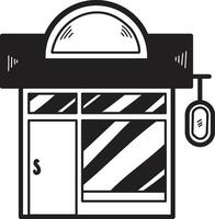 Hand Drawn Shop fronts and buildings in flat style vector