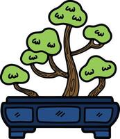 Hand Drawn Japanese and Chinese style bonsai trees in flat style vector