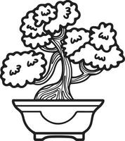 Hand Drawn Japanese and Chinese style bonsai trees in flat style vector