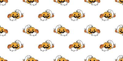 cat seamless pattern Halloween pumpkin kitten vector repeat wallpaper tile background scarf isolated cartoon character doodle illustration design