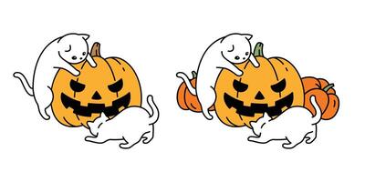 cat vector Halloween pumpkin kitten calico icon logo symbol ghost character cartoon doodle illustration design