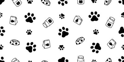cat paw seamless pattern footprint kitten food bowl milk calico vector pet scarf isolated repeat background cartoon animal tile wallpaper illustration doodle design