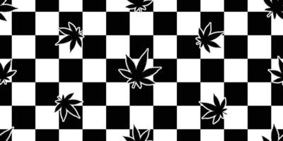 Weed seamless pattern Marijuana vector cannabis leaf checked scarf isolated wrapping paper tile background repeat wallpaper illustration design