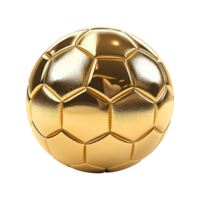 AI generated 3d render golden football isolated on transparent background png