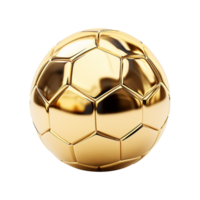 AI generated 3d render golden football isolated on transparent background png