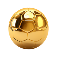 AI generated 3d render golden football isolated on transparent background png