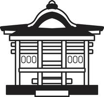 Hand Drawn Japanese and Chinese style pavilions or pagodas in flat style vector