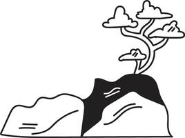 Hand Drawn Japanese and Chinese style bonsai trees in flat style vector