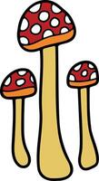 Hand Drawn Mushrooms or poisonous mushrooms in flat style vector