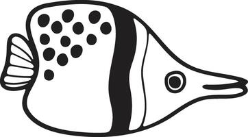 Hand Drawn deep sea fish in flat style vector