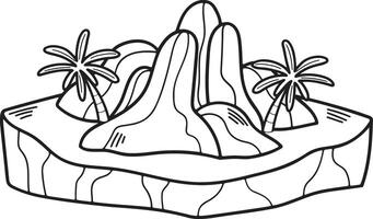 Hand Drawn island and waterfall in flat style vector