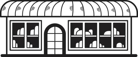 Hand Drawn Shop fronts and buildings in flat style vector