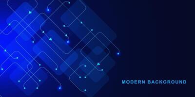 Abstract modern background with blue rectangle and lines and dots connected. Futuristic technology concept design. Vector illustration.