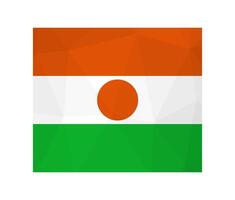 Vector isolated illustration. Official symbol of Republic of the Niger. National flag in orange, white, green colors. Creative design in low poly style with triangular shapes. Gradient effect.