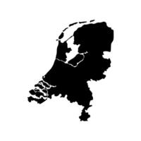 Vector isolated simplified illustration icon with black silhouette of Netherlands map. White background