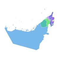 Vector isolated simplified colorful illustration with silhouette mainland of United Arab Emirates, UAE  and emirates borders. White background