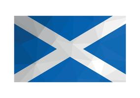 Vector illustration. Official ensign of Scotland. National flag with white diagonal stripes on blue background. Creative design in polygonal style with triangular shapes