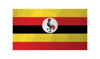 Vector illustration. Official symbol of Uganda. National flag with bird and yellow, red, black stripes. Creative design in low poly style with triangular shapes