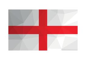 Vector illustration. Official ensign of England. National flag with red cross on white background. Creative design in polygonal style with triangular shapes