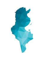 vector aislado ilustración icono con simplificado azul silueta de república de Túnez mapa. poligonal geométrico estilo, triangular formas blanco antecedentes.