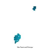 Vector isolated geometric illustration with simple icy blue shape of Sao Tome and Principe map. Pixel art style for NFT template. Dotted logo with gradient texture for design on white background