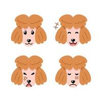 Set of character cute poodle dog faces showing different emotions vector