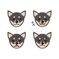 Set of cute character shiba inu dog faces showing different emotions vector