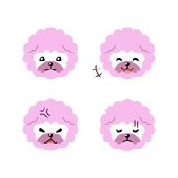 Set of character poodle dog faces showing different emotions vector