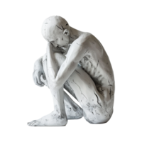 AI generated Human Sculpture in concept of depression isolated on transparent background png