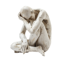 AI generated Human Sculpture in concept of depression isolated on transparent background png