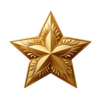 AI generated Minimalist 3d Gold medal star png isolated on transparent background